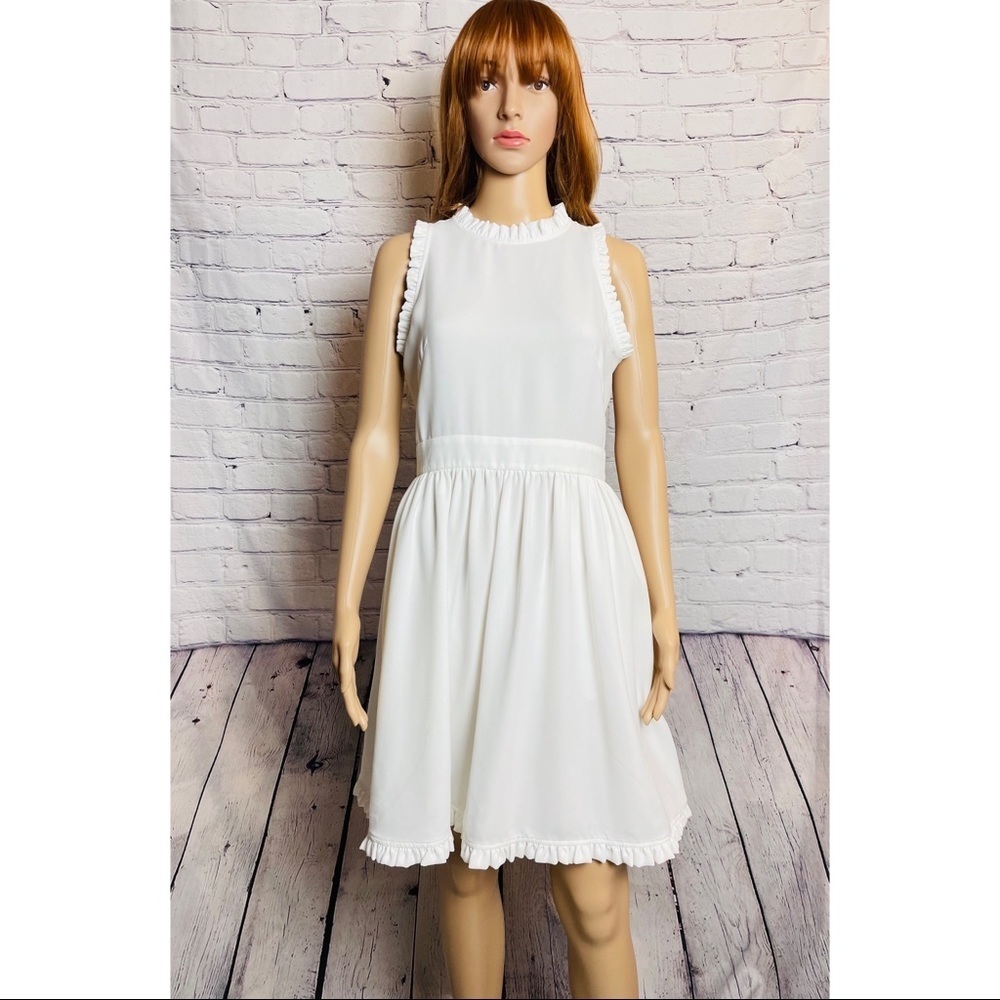 Kate Spade Ruffle Trim Fit & Flare White Dress Size 4